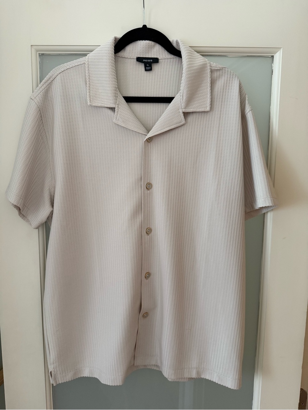 Reiss mens slim fit textured camp shirt